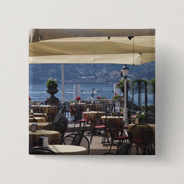 Italien, Provinz Como, Bellagio. Café am See. Button (Vorderseite)