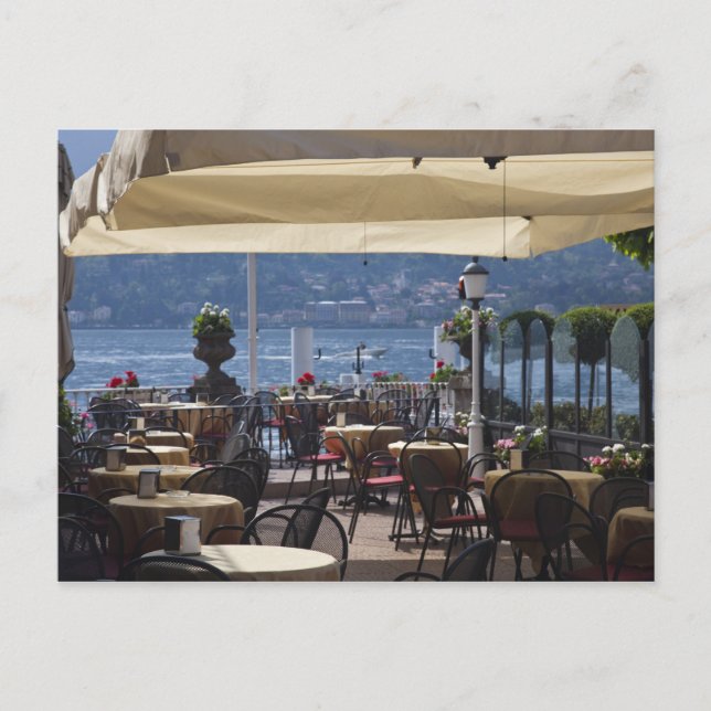 Italien, Provinz Como, Bellagio. Café am See. Postkarte (Vorderseite)