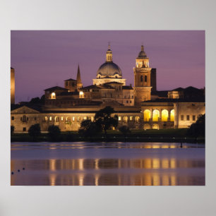 Italien, Provinz Mantua, Mantua. Stadtsicht und Poster
