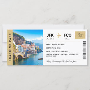 Italien Reise Geschenkgutschein Boarding Pass
