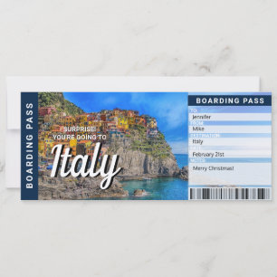 Italien-Reise Überraschung Boarding Pass Karte