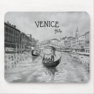 Italien Reise - VENEDIG schwarz-weiß Souvenir  Mousepad