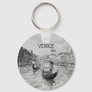 Italien Reise - VENEDIG schwarz-weiß Souvenir Schlüsselanhänger