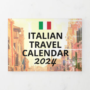 Italien Reisekalender 2024 Digital Nomad Besucher Dreifach-gefaltete Programmkarte