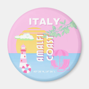 Italien Reisekunst, Amalfi Küste, Preppy, Pink Magnet