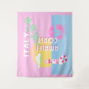 Italien Reisekunst, Amalfi Küste, Preppy, Pink Wandteppich