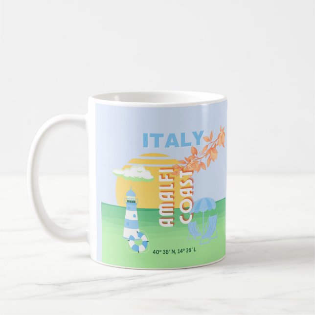 Italien Reisen Kunst, Amalfi Küste, Preppy, Blue Kaffeetasse (Links)