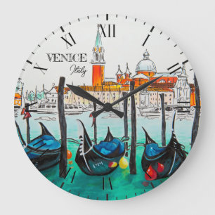 Italien Reisen - VENICE AquarellSouvenir Große Wanduhr