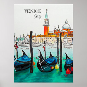 Italien Reisen - VENICE AquarellSouvenir Poster