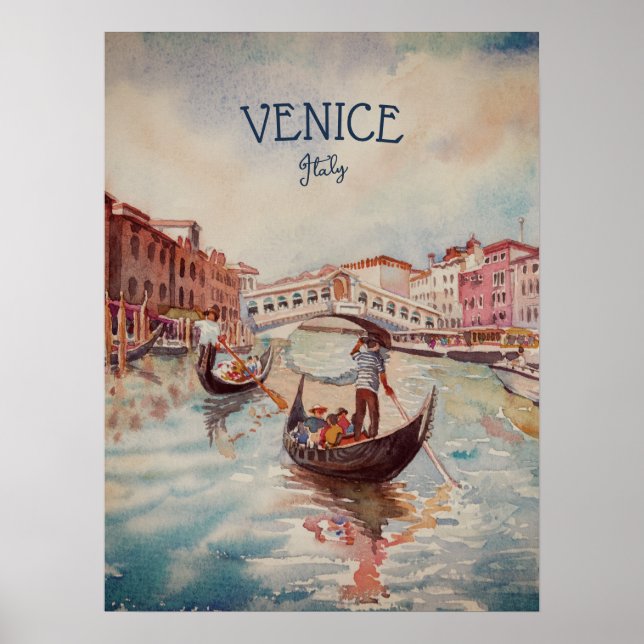 Italien Reisen - VENICE AquarellSouvenir Poster (Vorne)