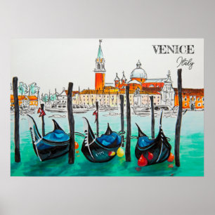 Italien Reisen - VENICE AquarellSouvenir Poster