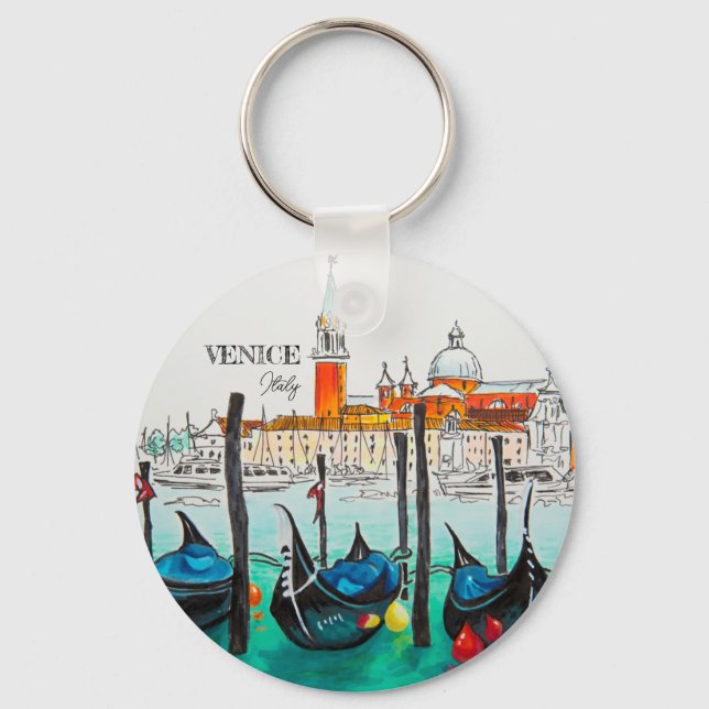 Italien Reisen - VENICE AquarellSouvenir Schlüsselanhänger (Vorderseite)