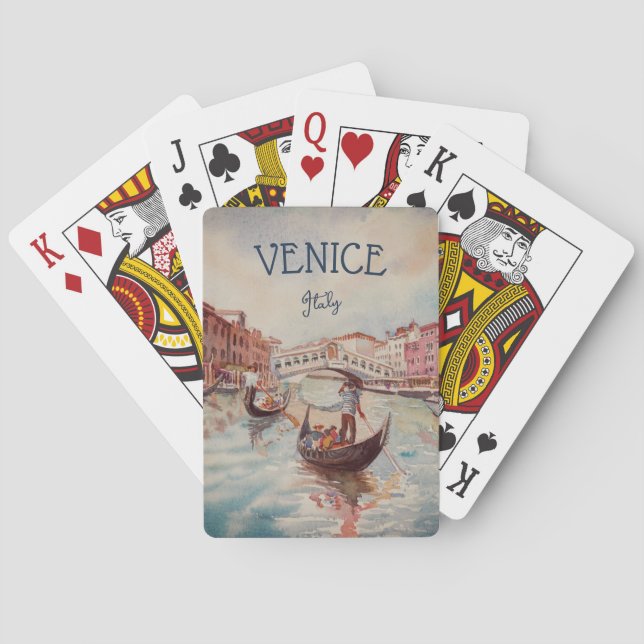 Italien Reisen - VENICE AquarellSouvenir Spielkarten (Rückseite)