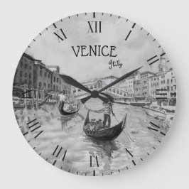 Italien Reisen - VENICE-Souvenir in Schwarz-Weiß  Große Wanduhr