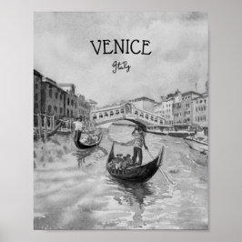 Italien Reisen - VENICE-Souvenir in Schwarz-Weiß Poster