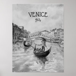 Italien Reisen - VENICE-Souvenir in Schwarz-Weiß Poster