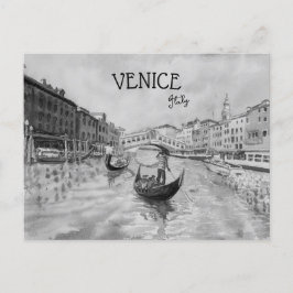 Italien Reisen - VENICE-Souvenir in Schwarz-Weiß Postkarte