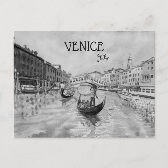 Italien Reisen - VENICE-Souvenir in Schwarz-Weiß Postkarte (Vorderseite)