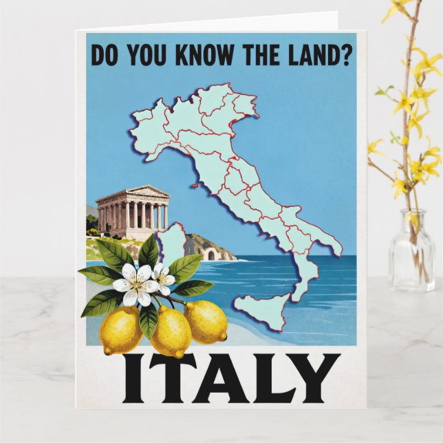 Italien Reiseplakat, Karte (Gelbe Blume)