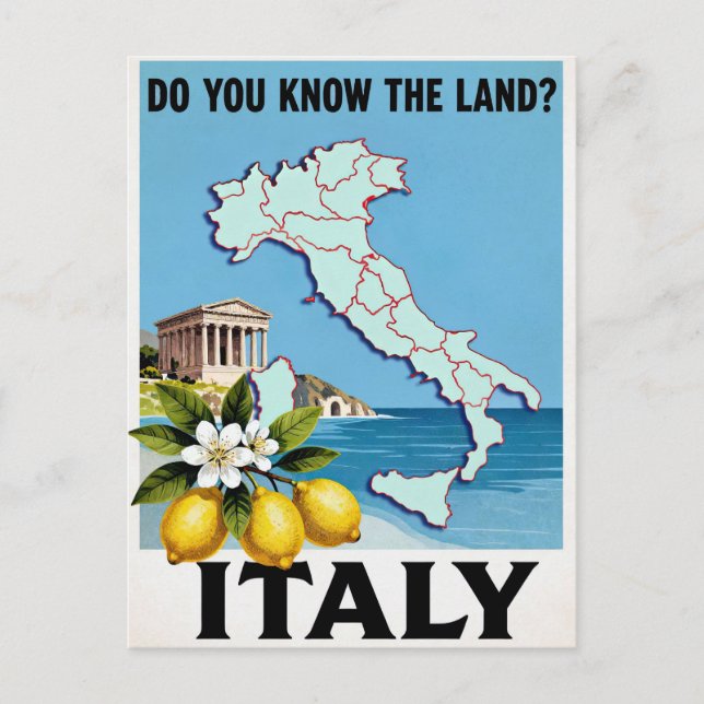 Italien Reiseplakat Postkarte (Vorderseite)