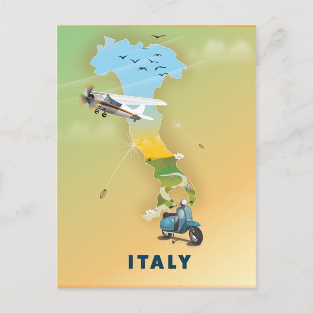 Italien Reiseplakat. Postkarte (Vorderseite)