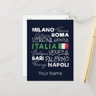 Italien Retro-Stadt und Flaggen Vintagen Urlaub So Feiertagspostkarte