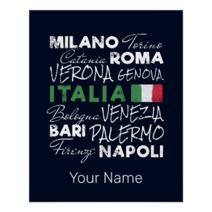 Italien Retro-Stadt und Flaggen Vintagen Urlaub So Poster