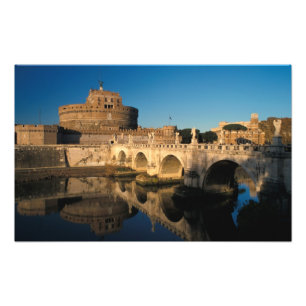Italien, Rom, Castel Sant'Angelo und Fluss Fotodruck