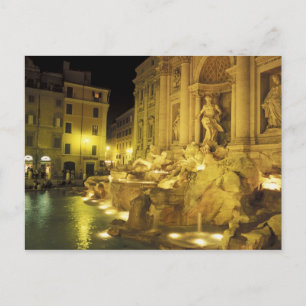 Italien, Rom. Trevi-Brunnen bei Nacht. Postkarte