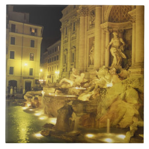Italien, Rom. Trevi-Brunnen in der Nacht. Fliese