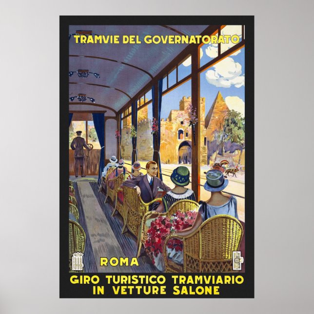 Italien Rom Vintage Reiseplaner restauriert Poster (Vorne)