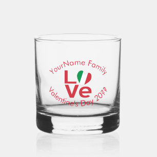 Italien Rot LOVE Personalisiert Whiskyglas