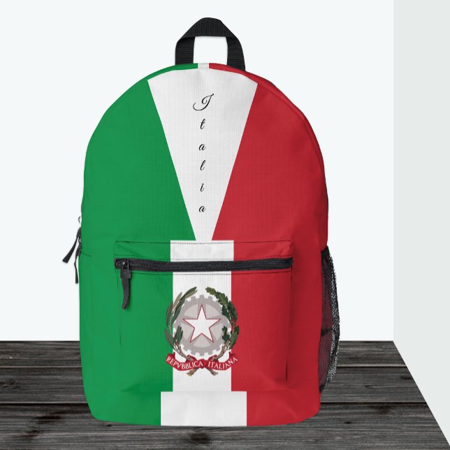 Italien, roter/grüner Rucksack, italienische Flagg Bedruckter Rucksack (Von Creator hochgeladen)