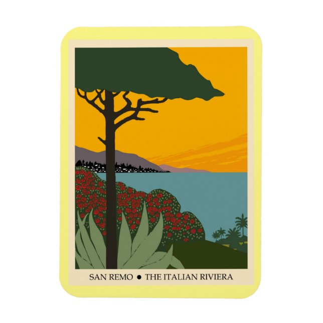 Italien San Remo Vintage Reiseplakat Magnet (Vertikal)