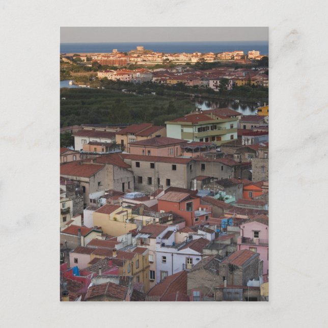 Italien, Sardinien, Bosa. Aussicht auf die Stadt v Postkarte (Vorderseite)