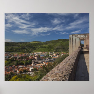 Italien, Sardinien, Bosa. Stadtblick von Castello Poster