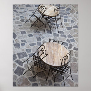 Italien, Sardinien, Castelsardo. Cafetische. Poster