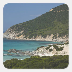 Italien, Sardinien, Solanas. Beach. Quadratischer Aufkleber