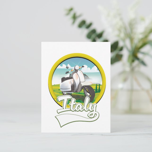Italien Scooter Reiselogo Feiertagspostkarte (Stehend Vorderseite)