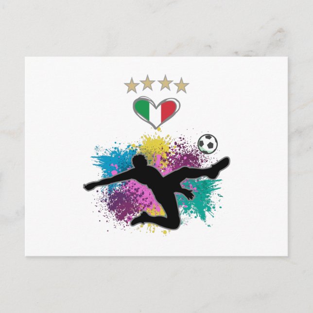 Italien Shirt-Flag-Splash für Fußball Postkarte (Vorderseite)