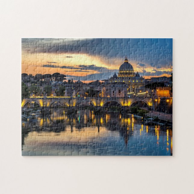 Italien, Sicht auf die Vatikanstadt in der Nacht Puzzle (Horizontal)