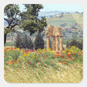 Italien, Sizilien, Agrigento. Die Ruinen der Quadratischer Aufkleber