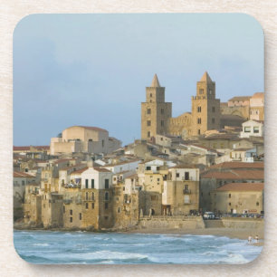 Italien, Sizilien, Cefalu, Blick mit Dom von 2 Untersetzer