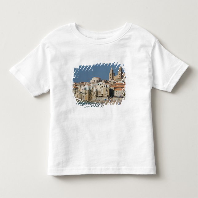 Italien, Sizilien, Cefalu, Stadtanblick mit Duomo  Kleinkind T-shirt (Vorderseite)