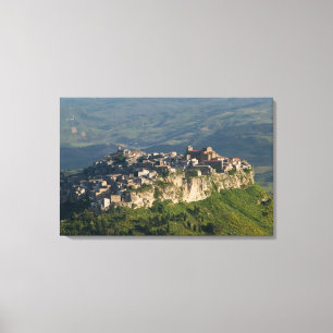 Italien, Sizilien, Enna, Calascibetta, Morgenansic Leinwanddruck