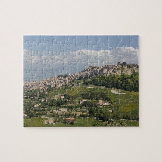 Italien, Sizilien, Enna, Calascibetta, Morning Vie Puzzle (Horizontal)