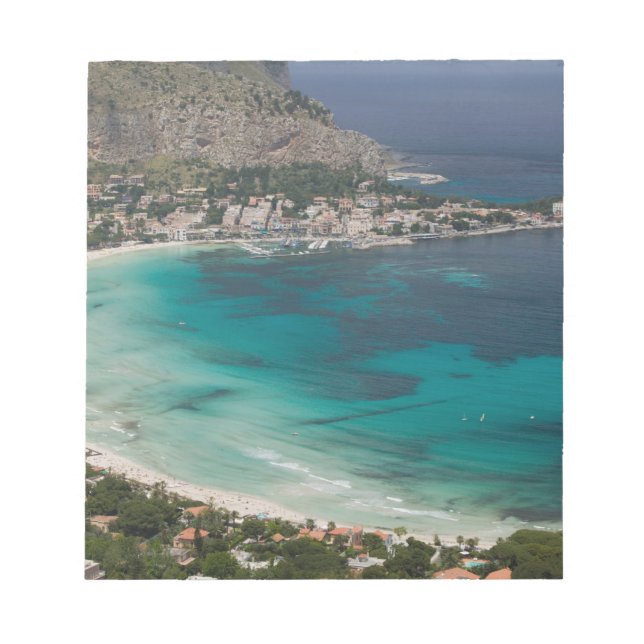 Italien, Sizilien, Mondello, Aussicht vom Strand Notizblock (Vorderseite)
