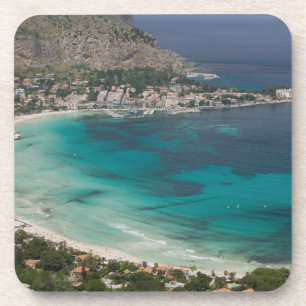 Italien, Sizilien, Mondello, Blick auf den Strand Getränkeuntersetzer