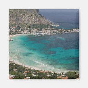 Italien, Sizilien, Mondello, Blick auf den Strand Magnet