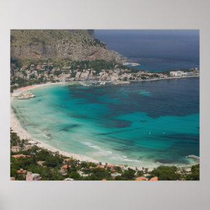 Italien, Sizilien, Mondello, Blick auf den Strand  Poster